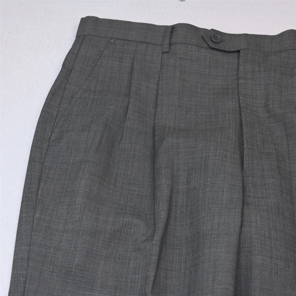 Richard Harris 46R 36x32 Gray Sharkskin Wool Double Breasted Jacket Pants Suit